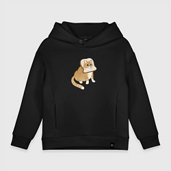 Толстовка оверсайз детская Милый толстый котик-хлебушек, цвет: черный