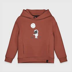 Толстовка оверсайз детская Космонавт и лунный шарик, цвет: кирпичный