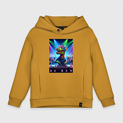 Толстовка оверсайз детская DJ Rex - neon glow fantasy, цвет: горчичный