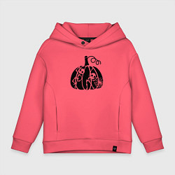 Толстовка оверсайз детская Скелеты в тыкве, цвет: коралловый