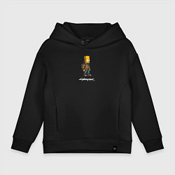 Толстовка оверсайз детская Bart Simpson cyberpunk, цвет: черный