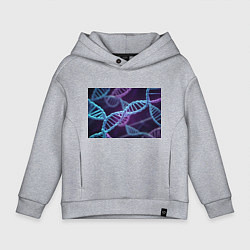 Толстовка оверсайз детская Неоновые спирали ДНК, цвет: меланж
