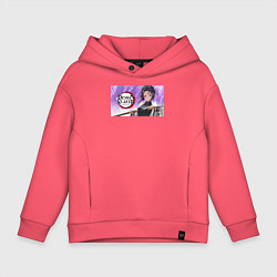 Толстовка оверсайз детская Demon slayer black go, цвет: коралловый