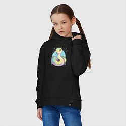 Толстовка оверсайз детская Милая зелёная змейка, цвет: черный — фото 2