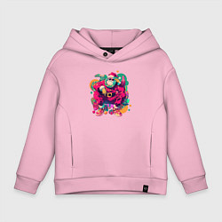 Толстовка оверсайз детская Клёвый Дед Мороз, цвет: светло-розовый