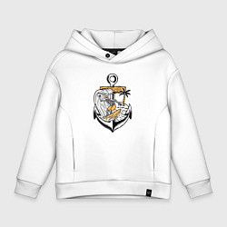 Толстовка оверсайз детская Скелетик серфер, цвет: белый