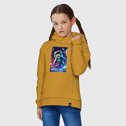 Толстовка оверсайз детская Космонавт в открытом космосе - Майнкрафт, цвет: горчичный — фото 2