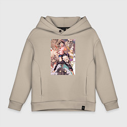 Толстовка оверсайз детская Дандадан: Кэн Такакура, цвет: миндальный