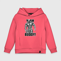 Толстовка оверсайз детская Ronnie Coleman- yeah buddy, цвет: коралловый