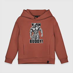 Толстовка оверсайз детская Ronnie Coleman- yeah buddy, цвет: кирпичный