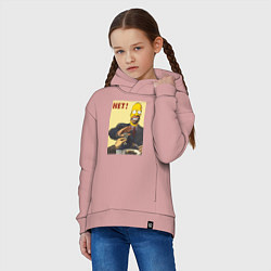 Толстовка оверсайз детская Пародия на плакаты СССР Гомер Симпсон, цвет: пыльно-розовый — фото 2