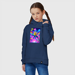 Толстовка оверсайз детская Пикачу верхом на водяном драконе, цвет: тёмно-синий — фото 2