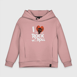 Толстовка оверсайз детская Я люблю рок н ролл арт, цвет: пыльно-розовый