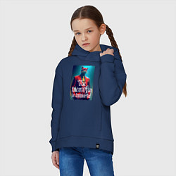 Толстовка оверсайз детская Мяуфия бессмертна - мем, цвет: тёмно-синий — фото 2