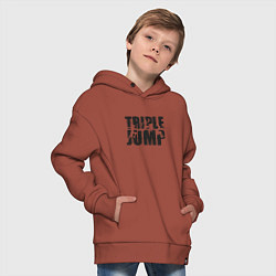Толстовка оверсайз детская Тройной прыжок, цвет: кирпичный — фото 2