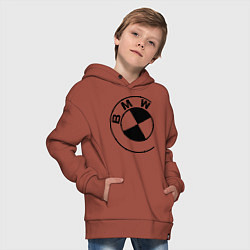 Толстовка оверсайз детская БМВ значок, цвет: кирпичный — фото 2