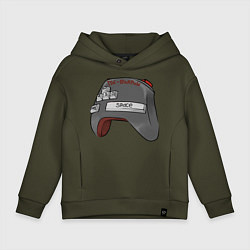 Толстовка оверсайз детская ПК-Боярин геймпад-клавиатура мем, цвет: хаки