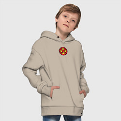 Толстовка оверсайз детская X men logo, цвет: миндальный — фото 2