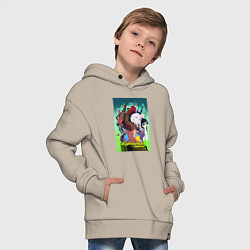 Толстовка оверсайз детская Киберпанк все, цвет: миндальный — фото 2