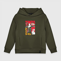 Толстовка оверсайз детская Человек-бензопила - Makima, цвет: хаки
