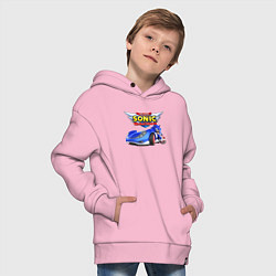 Толстовка оверсайз детская Cool hedgehog - Sonic racing team, цвет: светло-розовый — фото 2