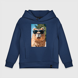 Толстовка оверсайз детская Модная капибара в очках, цвет: тёмно-синий