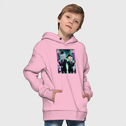 Толстовка оверсайз детская Рик и Морти крутые гангстеры - нейроарт, цвет: светло-розовый — фото 2