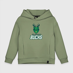 Толстовка оверсайз детская Milwaukee Bucks NBA, цвет: авокадо