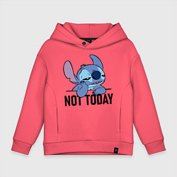 Толстовка оверсайз детская Не сегодня Стич, цвет: коралловый
