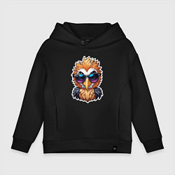 Толстовка оверсайз детская Орел в очках, цвет: черный