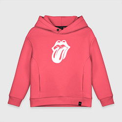 Толстовка оверсайз детская Rolling Stones - white logo, цвет: коралловый