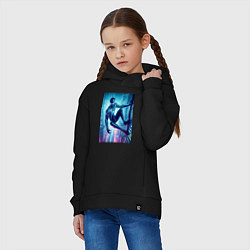 Толстовка оверсайз детская Чувак-паук висит на стене небоскрёба, цвет: черный — фото 2
