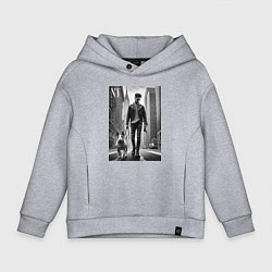 Толстовка оверсайз детская Чувак с бультерьером - Нью-Йорк, цвет: меланж