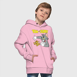 Толстовка оверсайз детская Том и Джерри - кот и мышь, цвет: светло-розовый — фото 2