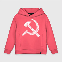 Толстовка оверсайз детская Серп и молот символ, цвет: коралловый
