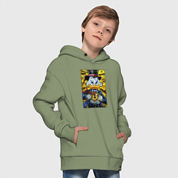 Толстовка оверсайз детская Утиные истории - Скрудж биткоин, цвет: авокадо — фото 2
