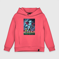 Толстовка оверсайз детская Слон похожий на Рика Санчеса - прикол, цвет: коралловый