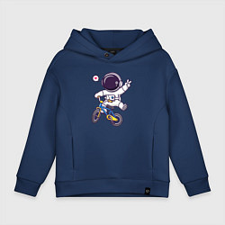 Толстовка оверсайз детская Космонавт на велике, цвет: тёмно-синий