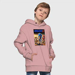 Толстовка оверсайз детская Sonic and his team - movie, цвет: пыльно-розовый — фото 2