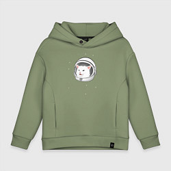 Толстовка оверсайз детская Кот-мем в скафандре, цвет: авокадо