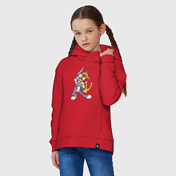 Толстовка оверсайз детская Bugs Bunny - Lola Bunny, цвет: красный — фото 2