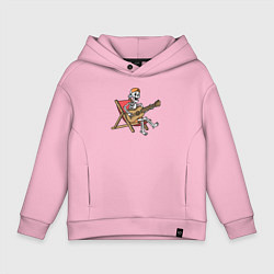 Толстовка оверсайз детская Скелетик гитарист, цвет: светло-розовый