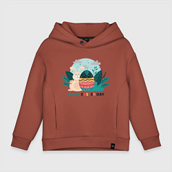Толстовка оверсайз детская Пасхальный кролик с надписью, цвет: кирпичный