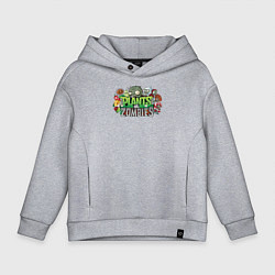 Толстовка оверсайз детская Зомби и растения, цвет: меланж