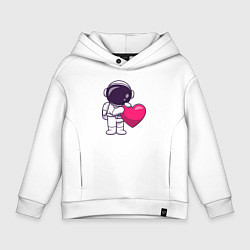 Толстовка оверсайз детская Космонавт и сердечко, цвет: белый