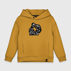 Толстовка оверсайз детская Природная космическая любовь, цвет: горчичный
