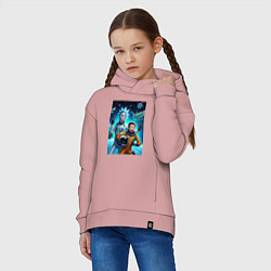 Толстовка оверсайз детская Космонавты Рик и Морти - нейроарт фантазия, цвет: пыльно-розовый — фото 2