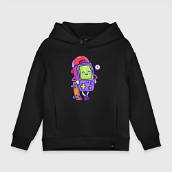 Толстовка оверсайз детская Тетрис скейтер, цвет: черный