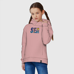 Толстовка оверсайз детская Парусник на морских волнах, цвет: пыльно-розовый — фото 2