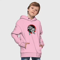 Толстовка оверсайз детская Клинок рассекающий демонов Незуко и Тандзиро круг, цвет: светло-розовый — фото 2